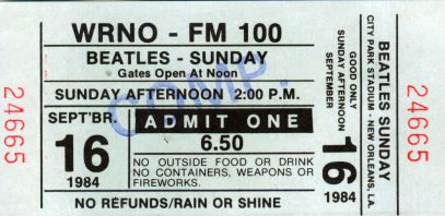 Beatles '84 Ticket