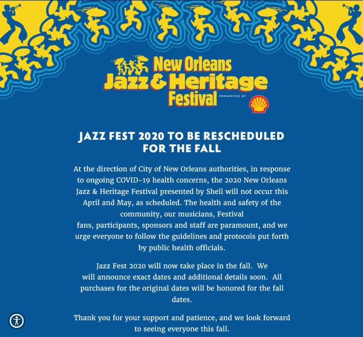 New Orleans Jazz & Heritage Festival Rescheduled
