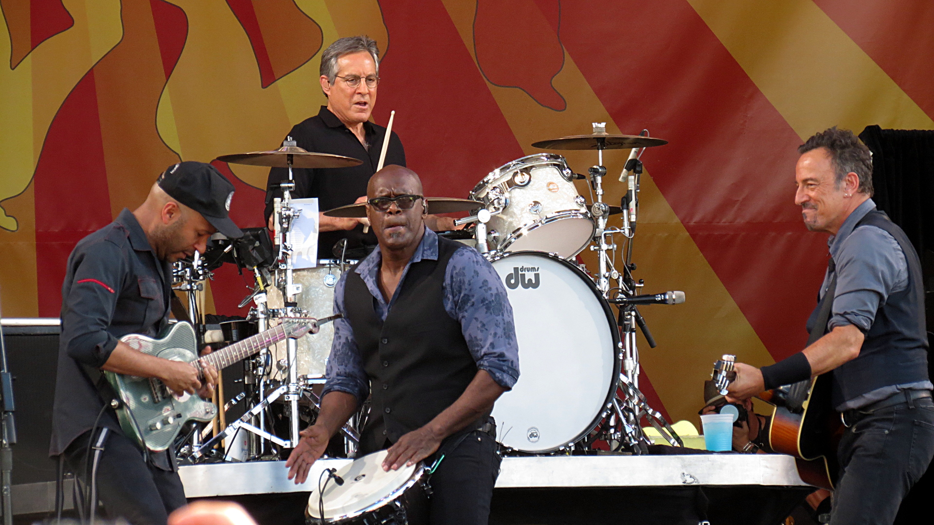 Tom Morello, Max Weinberg, Everett Bradley, and Bruce Springsteen